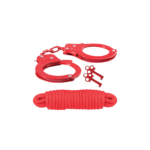 Metal Cuffs & Rope - Red