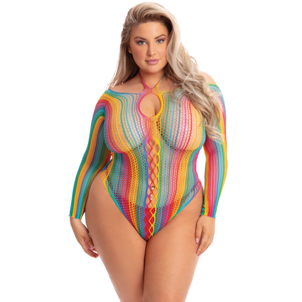 Multi-Color Long Sleeve Bodysuit - Curvy